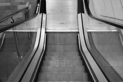 High angle view of escalator