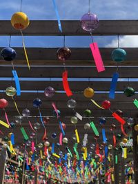 Low angle view of balloons hanging on ceiling