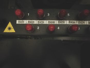 Close-up of control panel