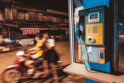 Blurred motion of man traveling in bus