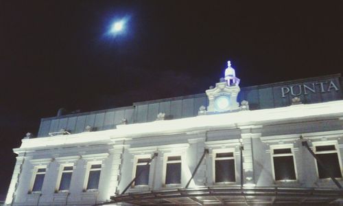 Low angle view of building at night