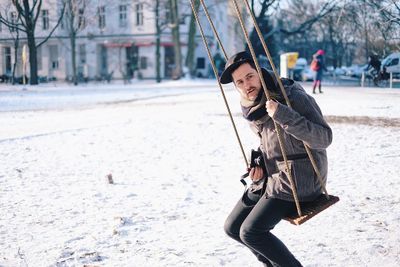 Young man in snow