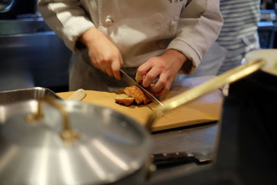 Close-up of hands working