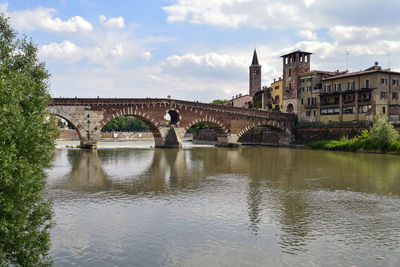 Arch bridge over river