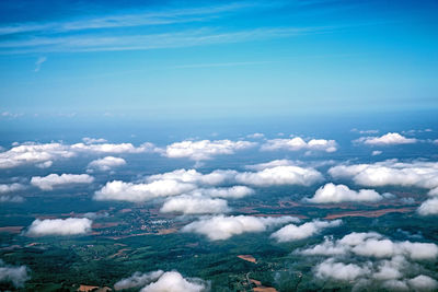 Aerial view of cloudscape against blue sky