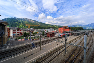 Arth-goldau railway station in schwyz and arth, switzerland, the station is located in goldau