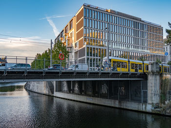 Bridge over river in city