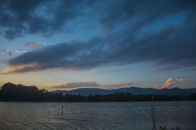 Scenic view of sea against sky at sunset