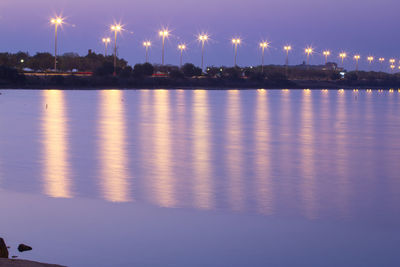 Scenic view of sea against sky at night