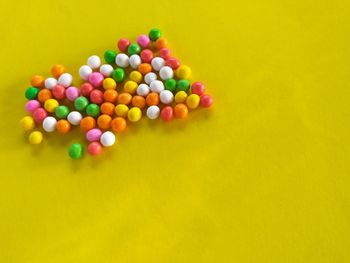 High angle view of multi colored pencils on table
