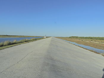 Surface level of road against clear sky