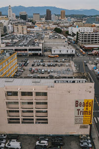 High angle view of buildings in city