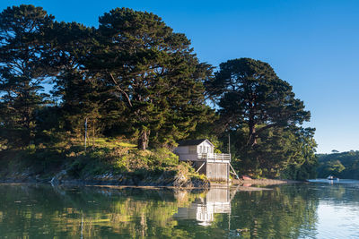 Reflection of building in lake