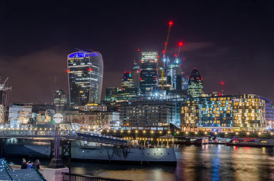 Illuminated city at night