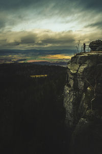 Scenic view of mountain against sky during sunset