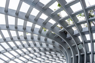 Low angle view of skylight in building
