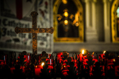 Candles burning in church