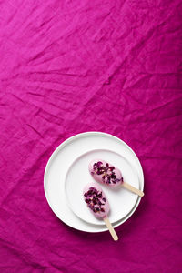 Directly above shot of food in plate on table