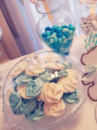 High angle view of cake on table
