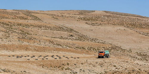 Scenic view of desert against clear sky