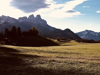 Scenic view of field against sky