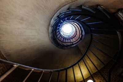 Directly below shot of spiral staircase in building