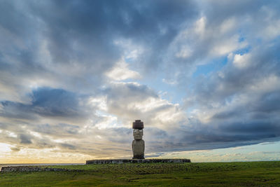 Scenic view of land against sky during sunset