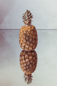 Close-up of pine cone against wall