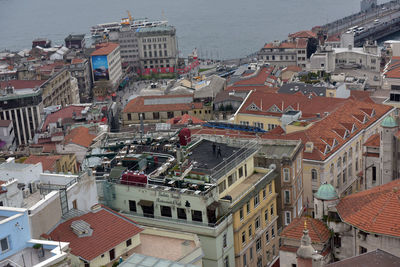 High angle view of buildings in city