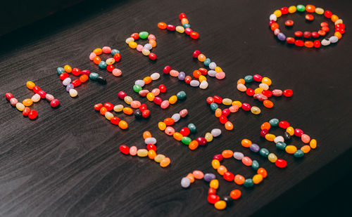 Close-up of multi colored pencils on table