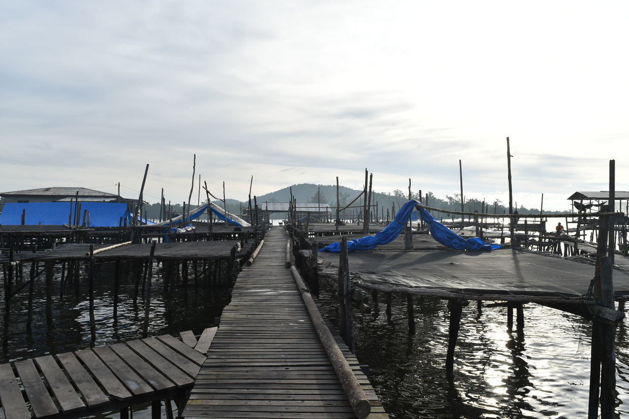 PIER LEADING TOWARDS SEA AGAINST SKY