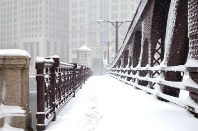 Snow covered walkway in winter