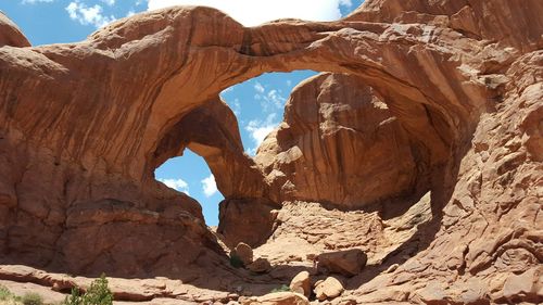 Low angle view of rock formations