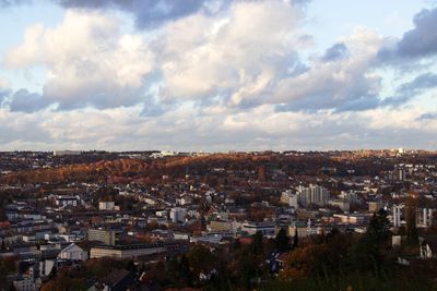 High angle view of townscape against sky