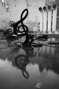 Reflection of building in water