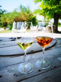 Close-up of wineglass on table