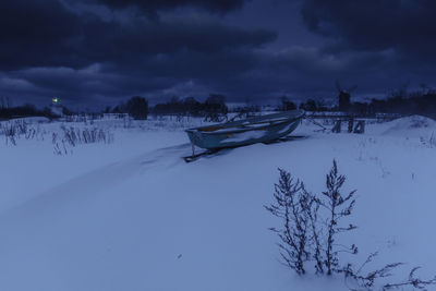 Scenic view of snow covered landscape against sky