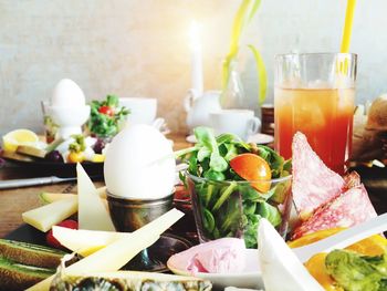 Close-up of food on table