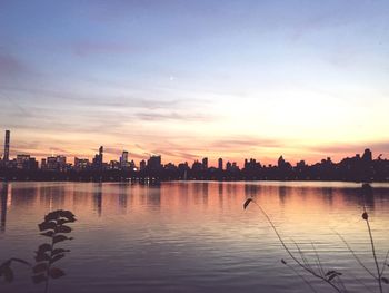 View of city at sunset