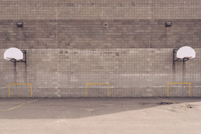 Two basketball nets at school