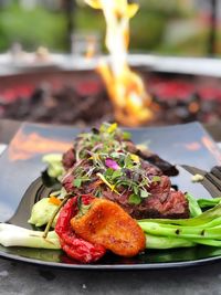 Close-up of food on table