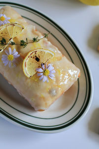 Close-up of food in plate on table