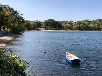 Scenic view of lake against clear sky