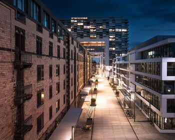 Illuminated buildings in city