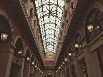 Low angle view of illuminated ceiling of building