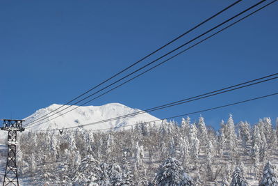 Snow covered mountain against clear blue sky