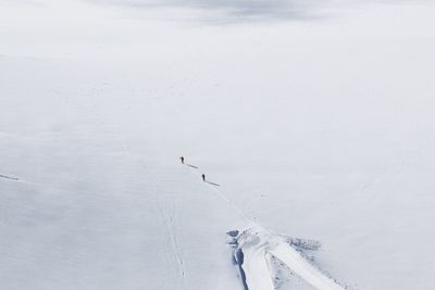 High angle view of frozen landscape during winter