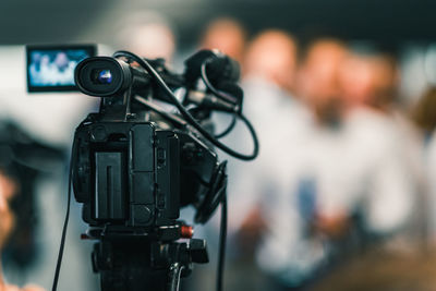 Camera at media conference