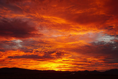 Scenic view of dramatic sky during sunset