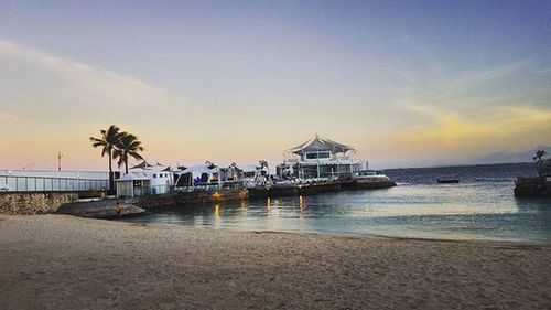 Scenic view of sea at sunset